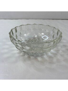 Fostoria American Glass Bowl Serving Dish Honeycomb Etched Design Decor Vintage